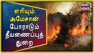 கொழுந்துவிட்டு எரியும் அமேசான் காடு - போராடும் தீயணைப்புத் துறையினர் | Amazon Forest Fire