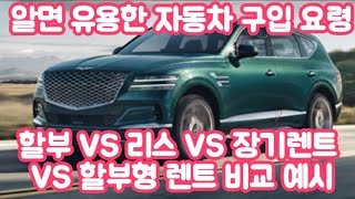 자동차 할부 vs 리스 vs 장기렌트 vs 할부형렌트 비교 예시