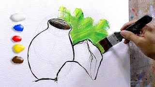 How to Paint Broken Jar in the Garden in Acrylics / Time-lapse / JMLisondra