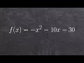 How to find the vertex and axis of symmetry then graph using a table of values