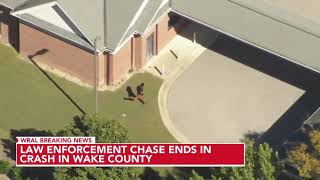 Law enforcement chase ends in Wake County crash