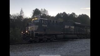 NS 8144 Leads a mixed freight train with an Awesome Crew at Ooltewah TN Shave and a haircut salute