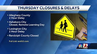 North Carolina, Virginia school closings, delays, remote learning list for Thursday due to winter...