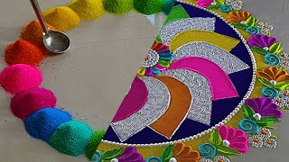 Satisfying vide | Sand art | Big Rangoli designs | peacock rangoli