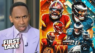 FIRST TAKE | Stephen A. Predicts Commanders vs Eagles: Jalen Hurts will torch Washington' defense