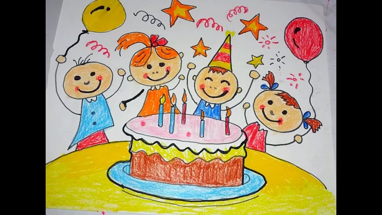 How To Draw A Birthday Party Scene