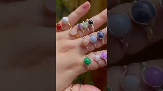 Crystal Rings | Real Crystals Amethyst | Dalmatian Jasper | Jade | Rose Quartz | Red Carnelian