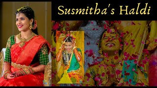 Susmitha's Haldi \u0026 Pellikuthuru Scenes | Telugu Wedding | Pelli Sandadi