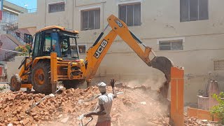 Excavator demolition my house for new construction | Timelapse | JCB 3DX Machine