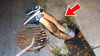 This Girl searches for cat down sewer, spots something hiding below