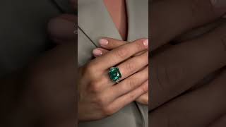 Natural emerald and diamonds ring, GIA certified, 14k white gold, www.goldaevo.com #gemstone