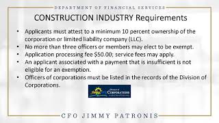 Workers Comp Florida Exemption Eligibility module