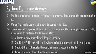 Class 54 ( 12 pm batch ) Python dynamic array implementation