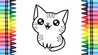 How to draw cute Kitten easy with Art by Wady | Easy drawing