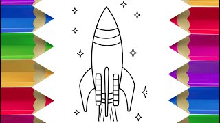 How to Draw ROCKET Step by Step Easy Guide Tutorial | Draw Sketch Doodle - ROCKET | Kids Drawing