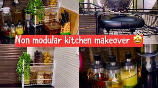 Indian Non modular kitchen countertop makeover |Meesho kitchen items 🤩#viralvideo #video