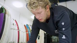 Travel smart, Not Hard: Surfstar John John Florence showing his innovative Dakine boardbag combo