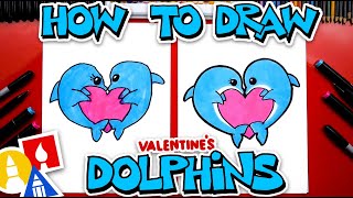 How To Draw Valentine's Day Dolphins Making A Heart