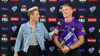 BBL: Hobart Hurricanes' Nathan Ellis named POTM after 2/12 (4)* performance vs Stars in Match 35!