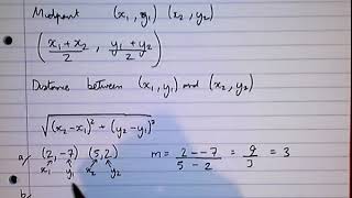 Straight Lines: Gradient, Midpoint and Distance Between Two Points