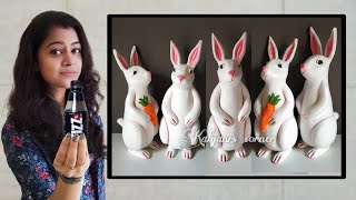 Rabbit Craft From Plastic Bottle | Plastic bottle craft ideas | wall putty craft | Best out of waste