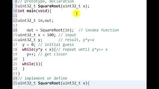 Square root function in C