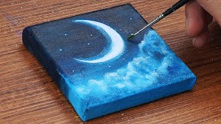 How to draw [Crescent moon scenery🌙] with acrylic paint | Paint art with acrylic painting