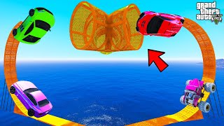FRANKLIN TRIED IMPOSSIBLE TWO WAY LOOP JUMP PARKOUR RAMP CHALLENGE GTA 5 | SHINCHAN and CHOP