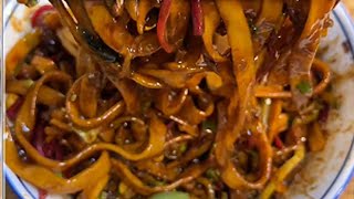 The Beijing fried noodles are still delicious when made at home.