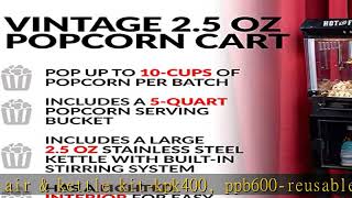 Nostalgia KPM220CTBK 2.5 oz Professional Popcorn \u0026 Concession Cart with 5 Quart Bowl, 45\