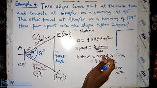 BEARING AND DIRECTION Part 5: How to Find the Distance Between Two Ships Using Bearing | Example 4