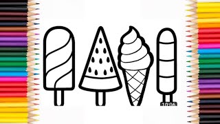 4 icecream Coloring Pages/Rainbow 🌈 icecream Coloring/Coloring