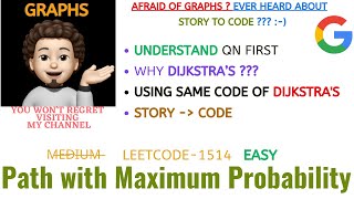 Path with Maximum Probability | Using Dijkstra's | GOOGLE | Leetcode-1514 | Live Code