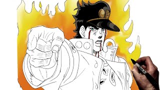 How To Draw Jotaro (Pose) | Step By Step | JoJo's Bizarre Adventure