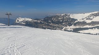 Flaine - GoPro POV skiing Red Fred, Blue Mephisto, Blue Aujon with a fall on Drag Lift in March 2022