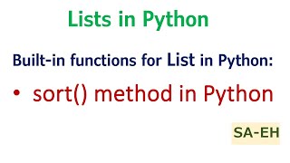 sort() in Python | List sort() in Python with example | CBSE | List built-in functions in Python