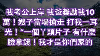 我考公上岸 我爸獎勵我10萬！嫂子當場搶走 打我一耳光！“一個丫頭片子 有什麼臉拿錢！我才是你們家的