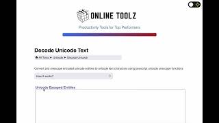 Encode & Decode Unicode Text Online using OnlineToolz