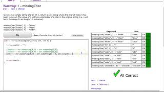 Codingbat - missingChar (Java)