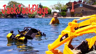 Construction Trucks for Kids | Toy Excavators Bulldozer Beach Play! | Cute Dog | JackJackPlays