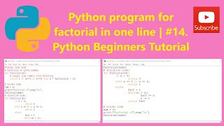 Factorial one line python program with source code| 14. Python Beginners Tutorial | #shorts