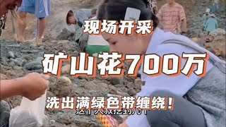 现场开采矿山花700万洗出满绿色带缠绕