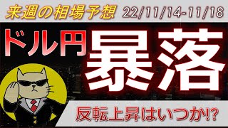 【ドル円最新予想】ドル円暴落！いつまで円高？CPI後なぜ暴落？理由を簡単解説！来週の為替相場予想と投資戦略ご紹介！FRBタカ・PPI・小売売上高・中間選挙・介入にも注目 (22/11/14週)【FX】