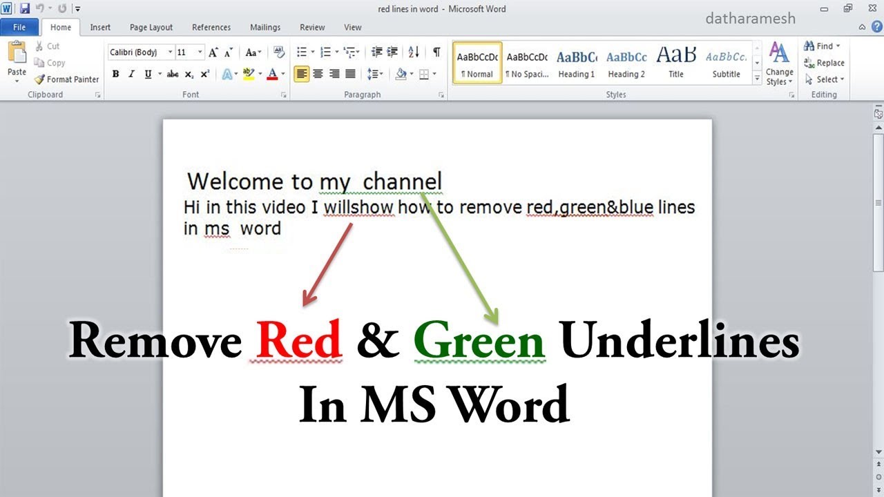 How To Remove Red Green Underlines In Ms Word Youtube How To Remove Red Green Underlines In Ms Word Youtube
