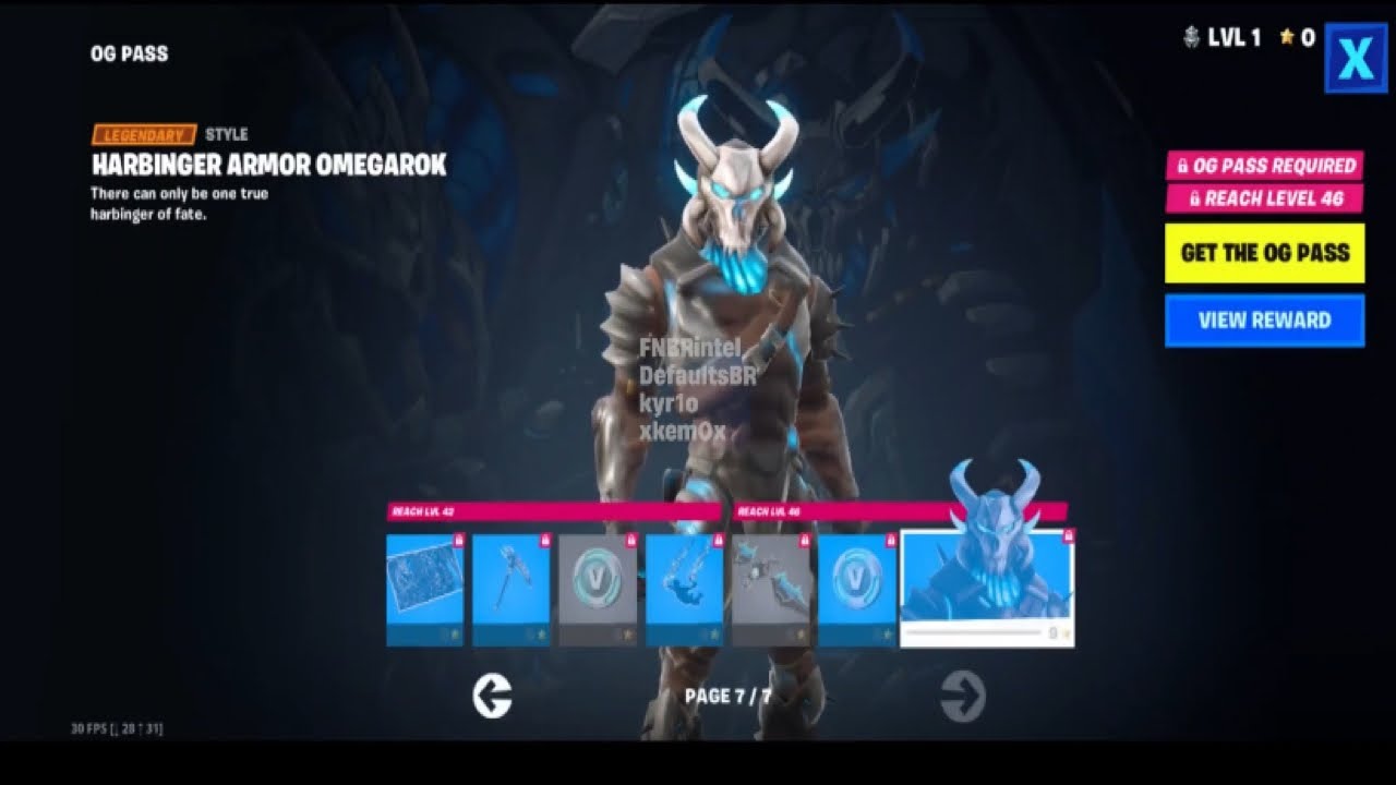 Fortnite Season OG ALL Battle Pass Cosmetics (1-50 Tiers) - YouTube