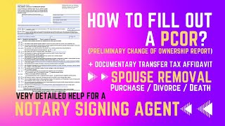 How to Fill Out a PCOR? (Preliminary Change of Ownership Report) Spouse Removal Transfer Notary 2022