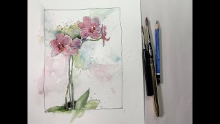Pink Orchids Drawing & Painting in Watercolor with Chris Petri