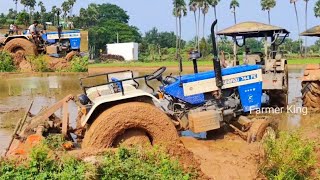 Tractor stuck in mud and Pulled Swaraj 744 FE Tractor | Swaraj Tractor stuck in mud | GKSAMY