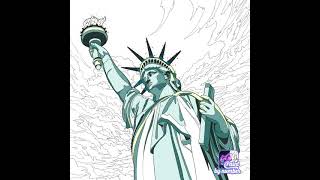Hyperlapse Coloring Page- Statue of Liberty in New York City USA, Lady Liberty, NYC, America