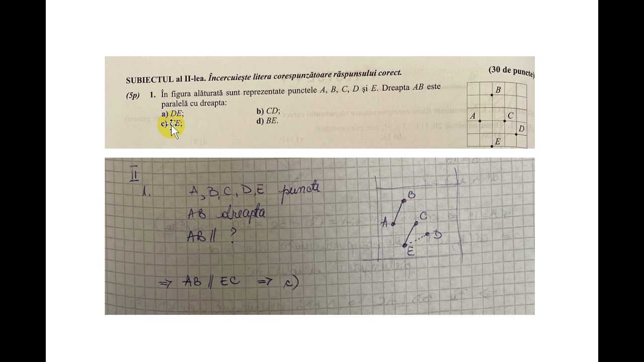 In Figura Alaturata Sunt Reprezentate Punctele A, B, C, D Si E. Dreapta ...